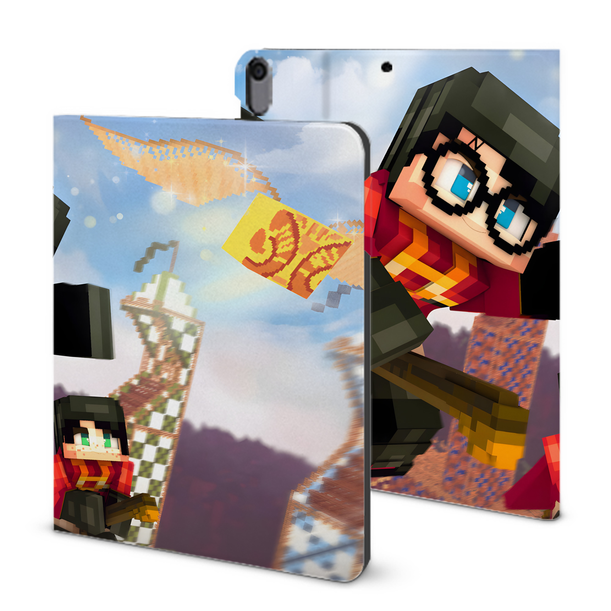 （画像用） マインクラフト ブロックの世界 Minecraft MC Block world IPad ケース ブック型 PUレザー TPU 耐衝撃 軽量 薄型 ペン収納なし 全面保護 IPad 各モデル対応